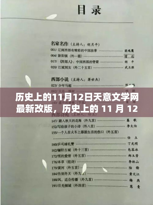 歷史上的11月12日，天意文學網(wǎng)改版回顧與影響