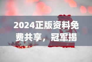 2024正版資料免費(fèi)共享，冠軍揭曉預(yù)告_E VH233.8預(yù)備版