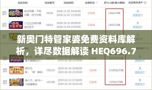 新奧門特管家婆免費資料庫解析，詳盡數(shù)據(jù)解讀 HEQ696.79先鋒版