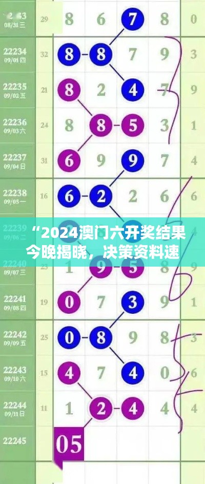 “2024澳門(mén)六開(kāi)獎(jiǎng)結(jié)果今晚揭曉，決策資料速成版XIS342.33發(fā)布”