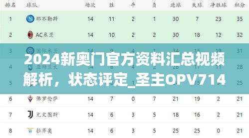 2024新奧門(mén)官方資料匯總視頻解析，狀態(tài)評(píng)定_圣主OPV714.06