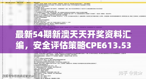 最新54期新澳天天開(kāi)獎(jiǎng)資料匯編，安全評(píng)估策略CPE613.53修訂版