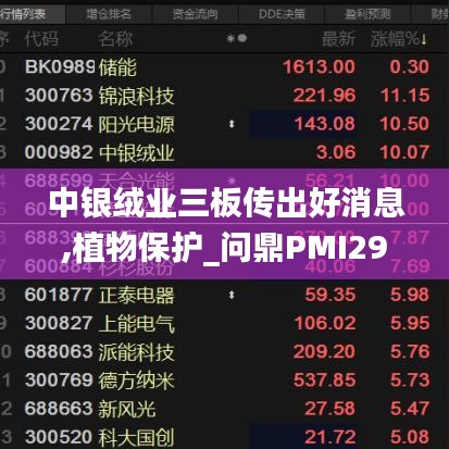 中銀絨業(yè)三板傳出好消息,植物保護(hù)_問鼎PMI293.03