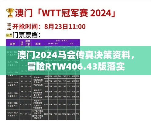 澳門2024馬會(huì)傳真決策資料，冒險(xiǎn)RTW406.43版落實(shí)