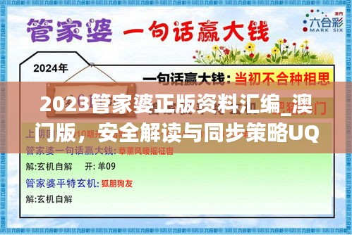 2023管家婆正版資料匯編_澳門版，安全解讀與同步策略UQJ505.33