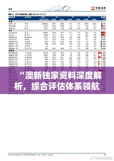 “澳新獨(dú)家資料深度解析，綜合評(píng)估體系領(lǐng)航版APY425.32”