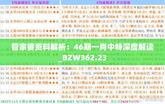 管家婆資料解析：46期一肖中特深度解讀_BZW362.23