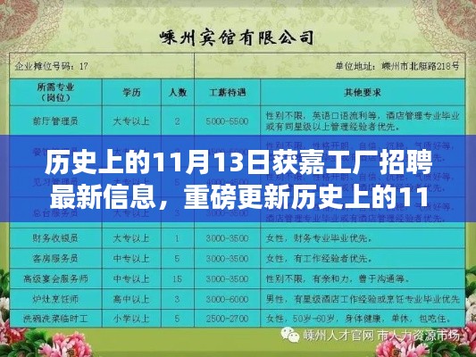 歷史上的11月13日獲嘉工廠招聘資訊大解析，最新崗位信息與全面資訊更新