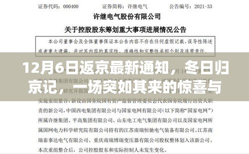 冬日歸京驚喜，最新返京通知下的暖心重逢，十二月六日啟程回家路