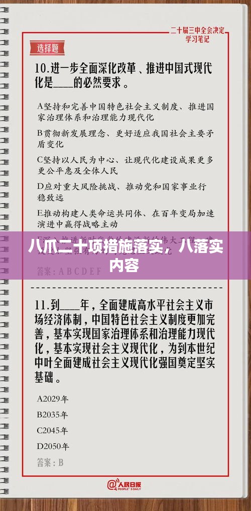 八爪二十項措施落實，八落實內(nèi)容 