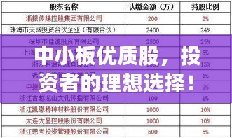 中小板優(yōu)質(zhì)股，投資者的理想選擇！