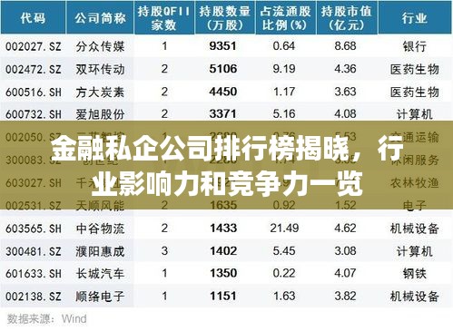 金融私企公司排行榜揭曉，行業(yè)影響力和競(jìng)爭(zhēng)力一覽