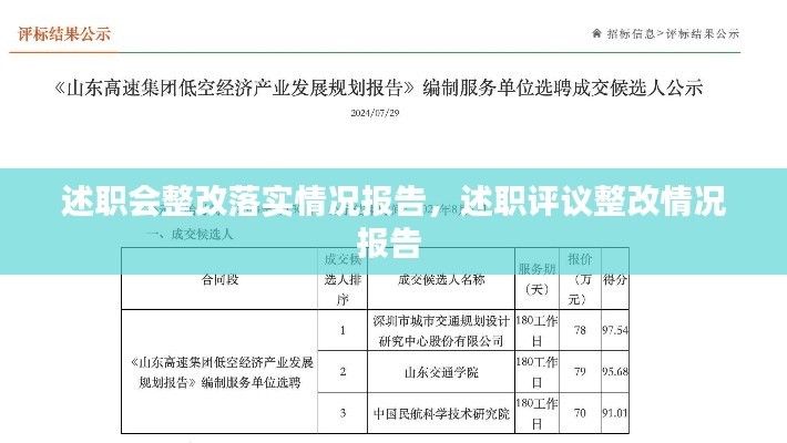述職會整改落實情況報告，述職評議整改情況報告 
