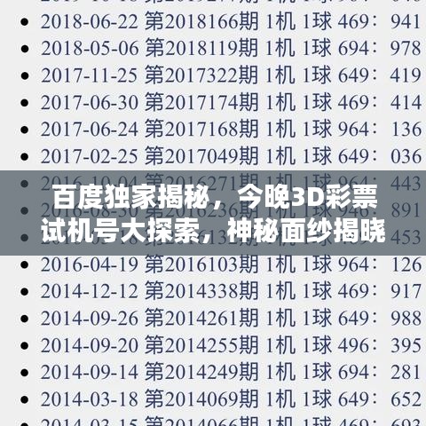 百度獨(dú)家揭秘，今晚3D彩票試機(jī)號(hào)大探索，神秘面紗揭曉！