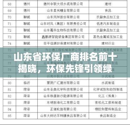 山東省環(huán)保廠商排名前十揭曉，環(huán)保先鋒引領(lǐng)綠色力量！