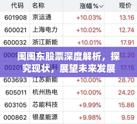閩閩東股票深度解析，探究現(xiàn)狀，展望未來發(fā)展