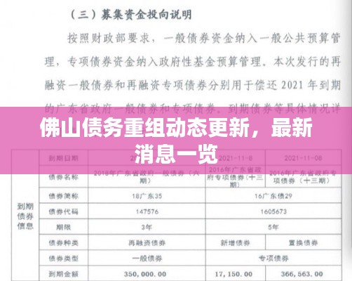 佛山債務(wù)重組動(dòng)態(tài)更新，最新消息一覽