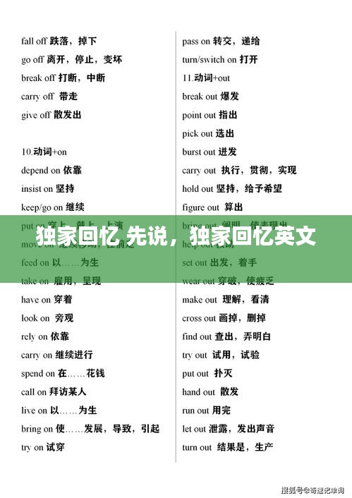 獨家回憶 先說，獨家回憶英文 