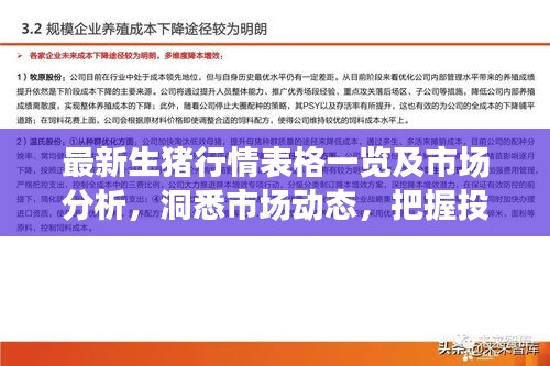 最新生豬行情表格一覽及市場分析，洞悉市場動態(tài)，把握投資機會！