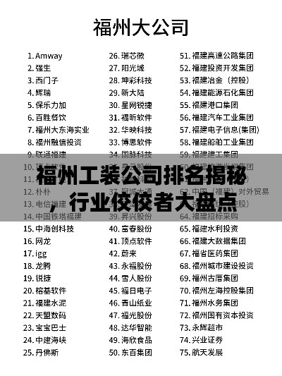 福州工裝公司排名揭秘，行業(yè)佼佼者大盤(pán)點(diǎn)